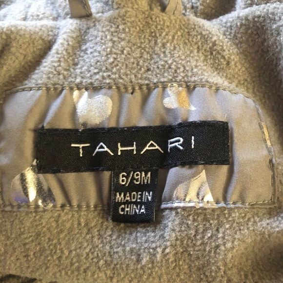 Tahari Snow Suit Bunting Gray Foil Heart Baby 6-9M - Picture 11 of 12